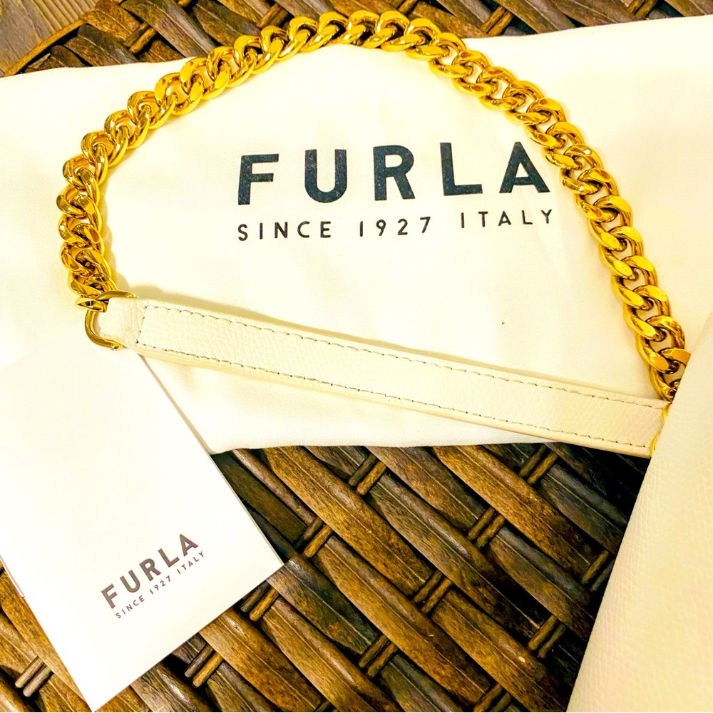 Furla Metropolis White Leather Mini Saddle Handbag/Purse. - Picture 12 of 12